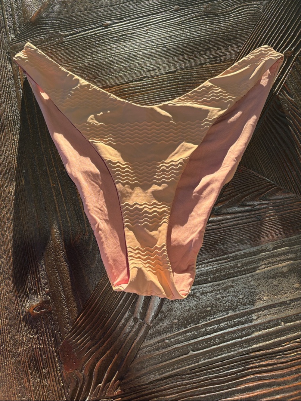 aerie Peach/Beige Wavy Bikini Bottom